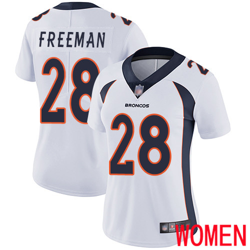 Women Denver Broncos #28 Royce Freeman White Vapor Untouchable Limited Player Football NFL Jersey